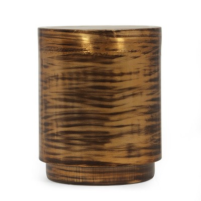 Hamlin Boho Handcrafted Drum Side Table Antique Brass - Christopher Knight Home