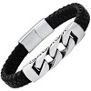 Steeltime Men's braided leather bracelet with stainless steel chain accent. Color Options: Blue, Black - 2 of 4