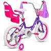 Weize Kids Bike 14 Inch Girls Bicycle for Age 3-5 Years Old, Purple Carbon Steel Frame Bikes with Adjustable Seat, Training Wheel, and Doll Seat - 4 of 4