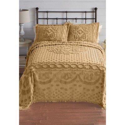 BrylaneHome Georgia Chenille Bedspread - 100% Cotton - Adult Size, With Pillow Shams