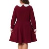 Agnes Orinda Women's Plus Size Long Sleeve Peter Pan Collar Elegant Formal Midi Flare A Line Dresses - 4 of 4