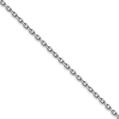 Black Bow Jewelry 1.8mm 10k White Gold Solid Diamond Cut Cable Chain Necklace