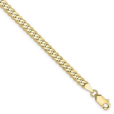 Black Bow Jewelry 3.2mm 10k Yellow Gold Flat Beveled Curb Chain Bracelet