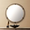 Uttermost Round Vanity Decorative Wall Mirror Rustic Distressed Bronze Antiqued Gold Frame 34" Wide Bathroom Bedroom Living Room - image 2 of 4
