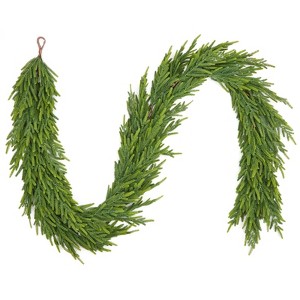 9Ft Artificial Norfolk Pine Garlands,Realistic Pine Garland,Green Artificial Greenery Garland for Table,Mantle,Wall,Winter Christmas Decorations - 1 of 4