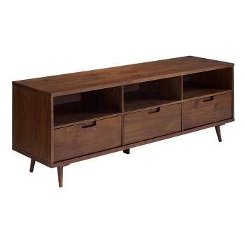 Cara 3 Drawer Mid-Century Modern 3 Drawer TV Stand for TVs up to 80" - Saracina Home