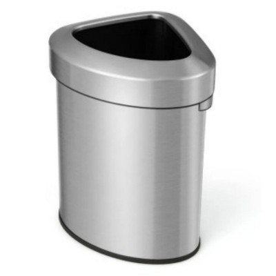 LunaLulinlk 60L Stainless Corner Steel Trash Bin with Lid and Anti-slip Bottom