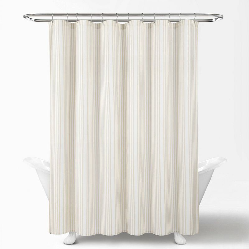 72&#34;x72&#34; Drew Stripe Farmhouse Silver-Infused Antimicrobial Shower Curtain Neutral - Lush D&#233;cor, 6 of 7