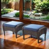 POCASSY Outdoor Ottomans Set of 2 with Cushion, Brown Wicker Patio Footrest with All Weather Wicker Rattan - 2 of 4