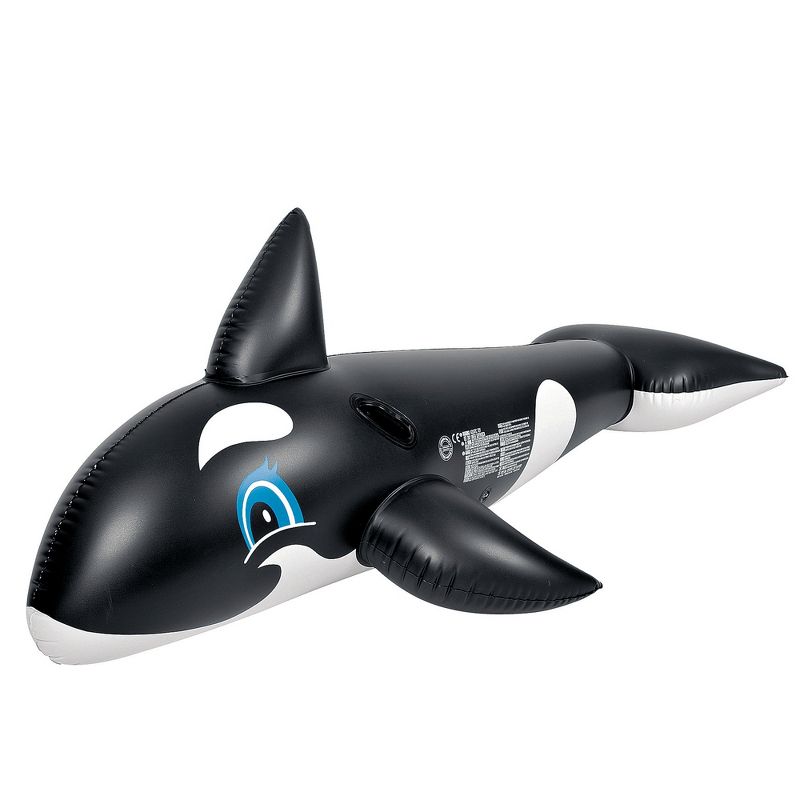 Pool Central 6.25' Inflatable Killer Whale Children's Pool Float Rider with Handles, 1 of 3
