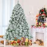 Costway 6ft or 7ft Premium Hinged Artificial Christmas Tree Snowy Pine Needles