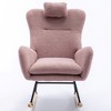 Modern Nursery Rocking Chair Soft Upholstered Teddy Rocker Accent Armchair With Pocket High Backrest - 2 of 4