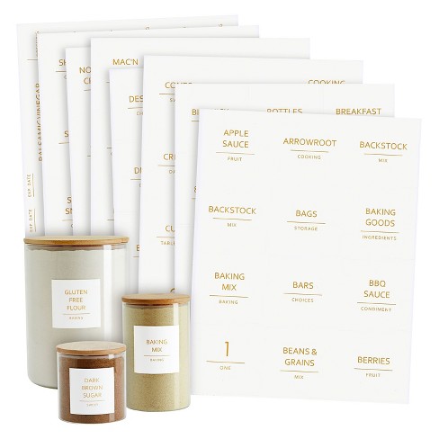 140 Pieces Gold Spice Jar Labels, Minimalist Preprinted All Caps