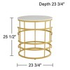 Studio 55D Brassica Modern Metal Round Geometric Tea Table 23 3/4" Wide Gold Cream Gray Faux Marble Tabletop for Living Room Bedroom House - 4 of 4