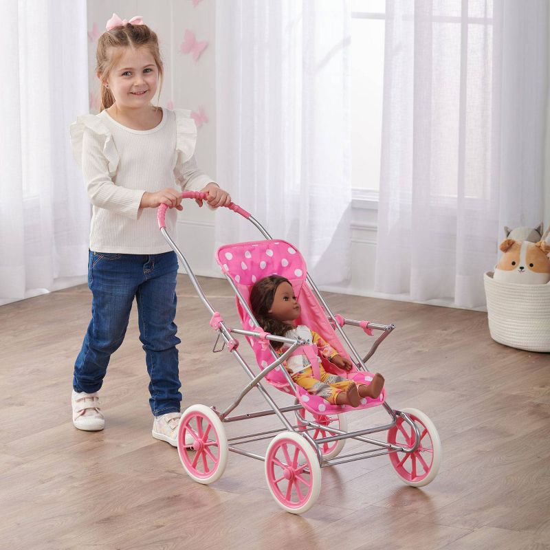 Badger Basket 3-in-1 Doll Carrier/Stroller - Pink & White Polka Dots, 3 of 12