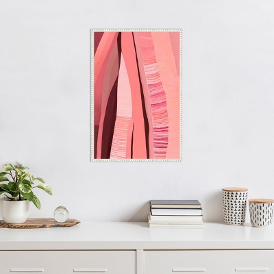 Pink Layers Abstract Canvas Art with White Floater Frame