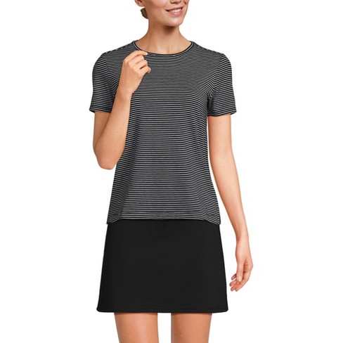 Lands End Women s Power Performance T shirt X small Black white Stripe Target