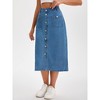 INSPIRE CHIC Women's Denim Button Down Front Slit with Pockets High Waist Pencil Midi Skirts - 2 of 4