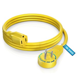 Maximm Cable 360° Rotating Flat Plug Extension Cord, 3 Prong Power Cord UL Certified - 1 of 4
