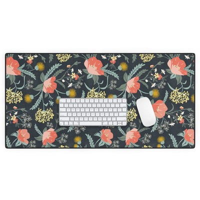 Heather Dutton Poppy Meadow Midnight Desk Mat - Deny Designs