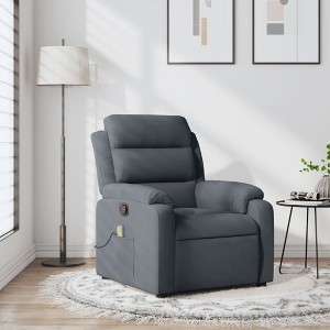 vidaXL Massage Recliner Chair Dark Gray Velvet - 1 of 4