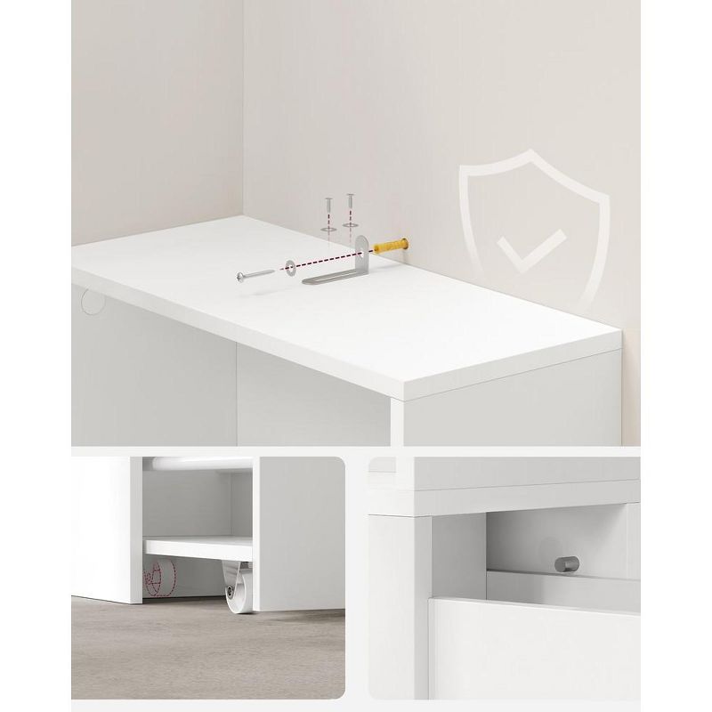 VASAGLE Slim Bathroom Storage Cabinet, Narrow Bathroom Cabinet, Freestanding Cabinet with Storage Drawers and Adjustable Shelf, White, 5 of 7
