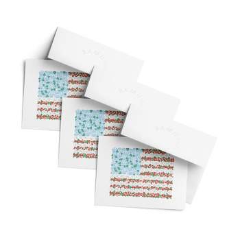 Flag Greeting Card Pack (3ct) "USA Floral Flag" by Ramus & Co
