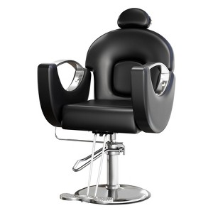 Reclining Hair Salon Chair,360° Swivel, Duty Hydraulic Pump,High-Density Cushion,Breathable PVC Leather, 130° Reclining,for Hair Stylist Barbershop - 1 of 4
