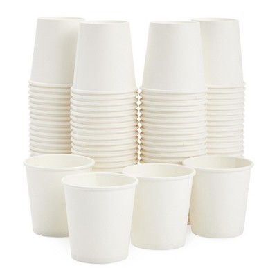 Sparkle and Bash 100 Pack White Disposable 4 oz Paper Cups for Espresso, Mouthwash, Tea, Coffee