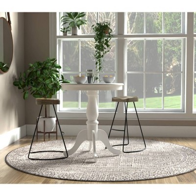 White Round Wood Transitional Counter Height Bar Table
