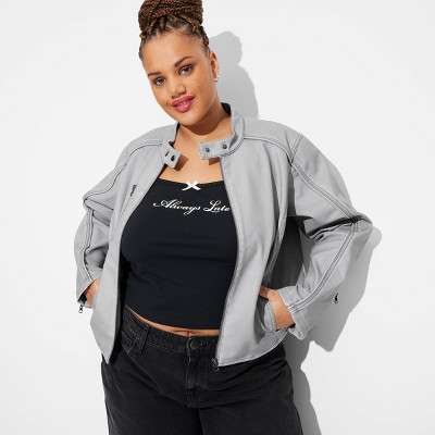 Women's Faux Leather Fitted Moto Jacket - Wild Fable™