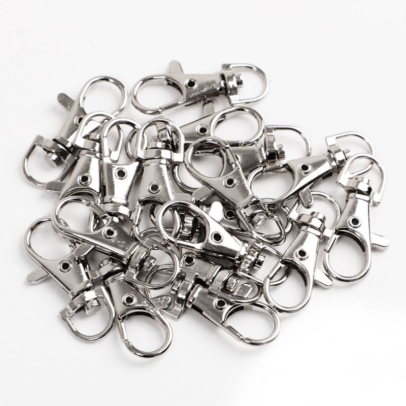 Unique Bargains Key Ring Chain Metal Lobster Swivel Clasp Silver Tone 1.4" x 0.6" x 0.28" 20Pcs, 3 of 7