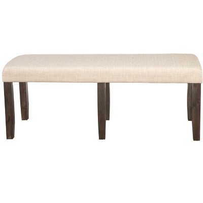Transitional Brayden Dining Bench in Rich Espresso and Beige Fabric