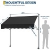 Manual Retractable Awning 118" w x 118" h,Side Bar 47-59in Patio Awning Retractable Outdoor Sunshade Shelter Height Adjustable - 3 of 4