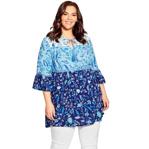 Avenue Women's Plus Size Eliana Tiered Tunic - 1 of 4