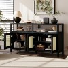 Rattan Storage Cabinet with Doors and Shelves, Multifunction Sideboard Cabinet for Kitchen, Dining Room or Living Room–The Pop Home - 3 of 4