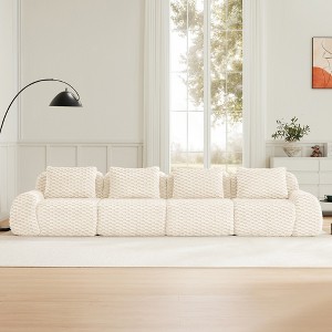 AENKYO 146" Modular Sectional Sofa, Flannelette Fabric Cloud Couch with Deep Seat & Footrest - No Assembly Required, Ergonomic Floor Lounge - 1 of 4