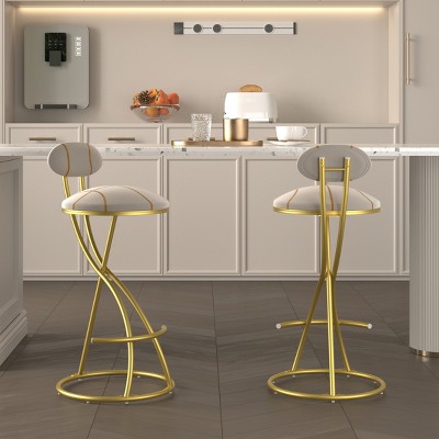 Modern Upholstered Velvet Bar Stools Set of 2 Armless Counter Height Barstools for Kitchen Island,Living Room-Tanpinhause