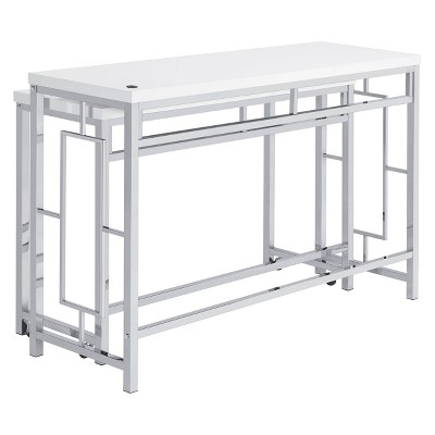 Modern Chrome and White 4-Piece Counter Height Dining Set