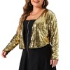 Agnes Orinda Women's Plus Size Long Sleeve Glitter Sequins Bolero Blazers Cardigans - 2 of 4