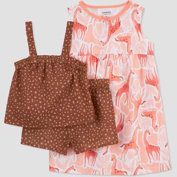Carter's Just One You®️ Toddler Girls' 3pc Giraffe Gown Pajama Set - Pink