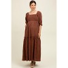 Pinkblush Brown Floral Smocked Puff Sleeve Maternity Maxi Dress - 2 of 4