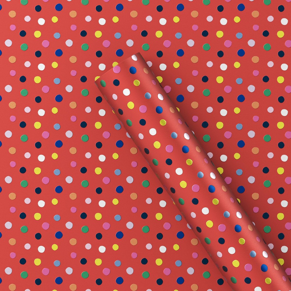 25 sq ft Colorful Polka Dot Gift Wrap Red - Wondershop(10 TOTAL/BID IS PER ONE ROLL)