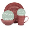 Elanze Designs Chic Ribbed Modern Thrown Pottery Look Ceramic Stoneware Plate Mug & Bowl Kitchen Dinnerware 16 Piece Set - Service for 4, Red - 2 of 4