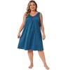 Women's Plus Size Satin Pleated Wide Strap V Neck Sleeveless Lounge Soft Midi Nightgowns - Agnes Orinda - 3 of 4