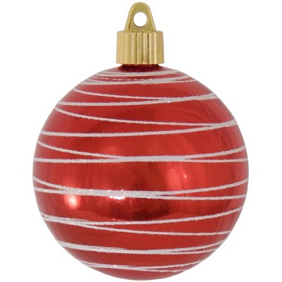 Christmas by Krebs 4ct Red and White Tangles Shatterproof Shiny Christmas Ball Ornaments 3.25" (80mm)