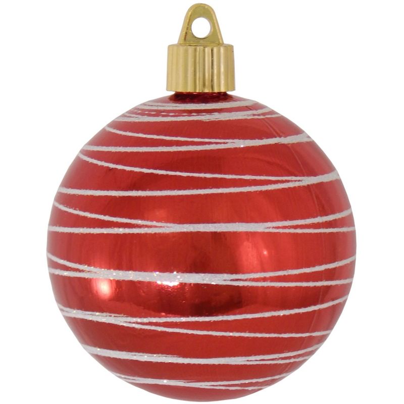 Christmas by Krebs 4ct Red and White Tangles Shatterproof Shiny Christmas Ball Ornaments 3.25" (80mm), 1 of 5