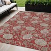 Red Taupe And Beige Floral Washable Indoor Outdoor Area Rug - 2 of 4