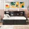PAGED Twin Size Upholstered Daybed Wooden Bed Frame with Cat Ears Shaped Headboard for Bedroom and Living - 2 of 4