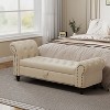 TiramisuBest 64.5" Velvet Storage Bed Bench - Tufted Chaise Lounge with Antique Nails, Khaki - 3 of 4